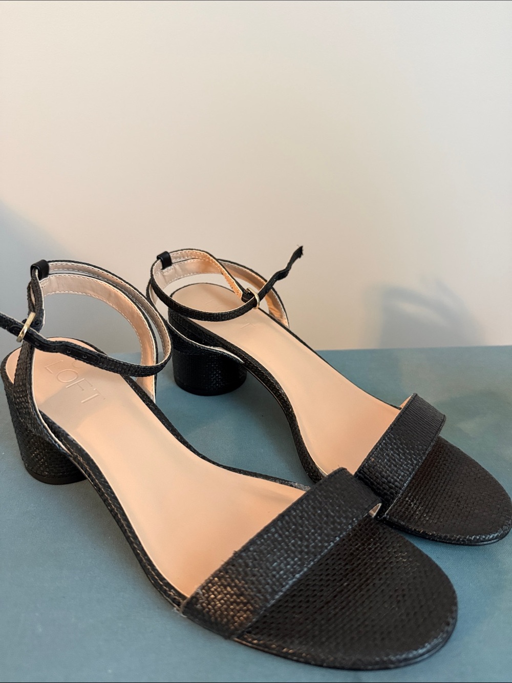 Loft Black Ankle-Strap Block Heel Sandals